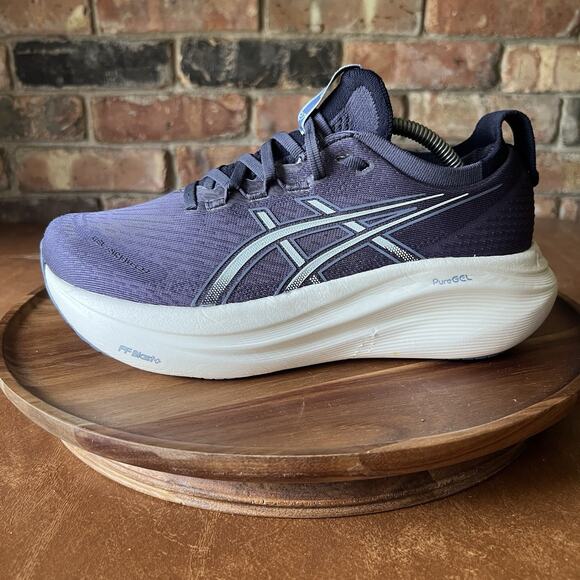 Asics Shoes - Asics Gel Nimbus 27 Womens 7.5 Gray Blue Blue Max Cushion Running Shoes Sneakers